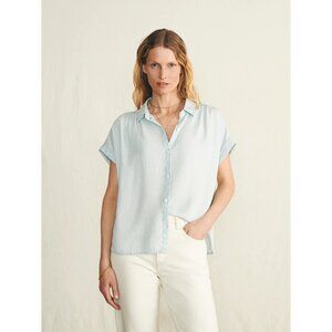 Faherty Breeze Short Sleeve Shirt Sz S Icy Blue Wash